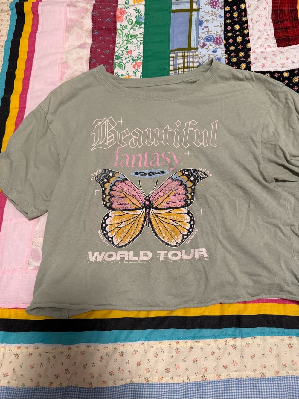 Cold Crush Sage Green 'Beautiful Fantasy' Butterfly Graphic Tee